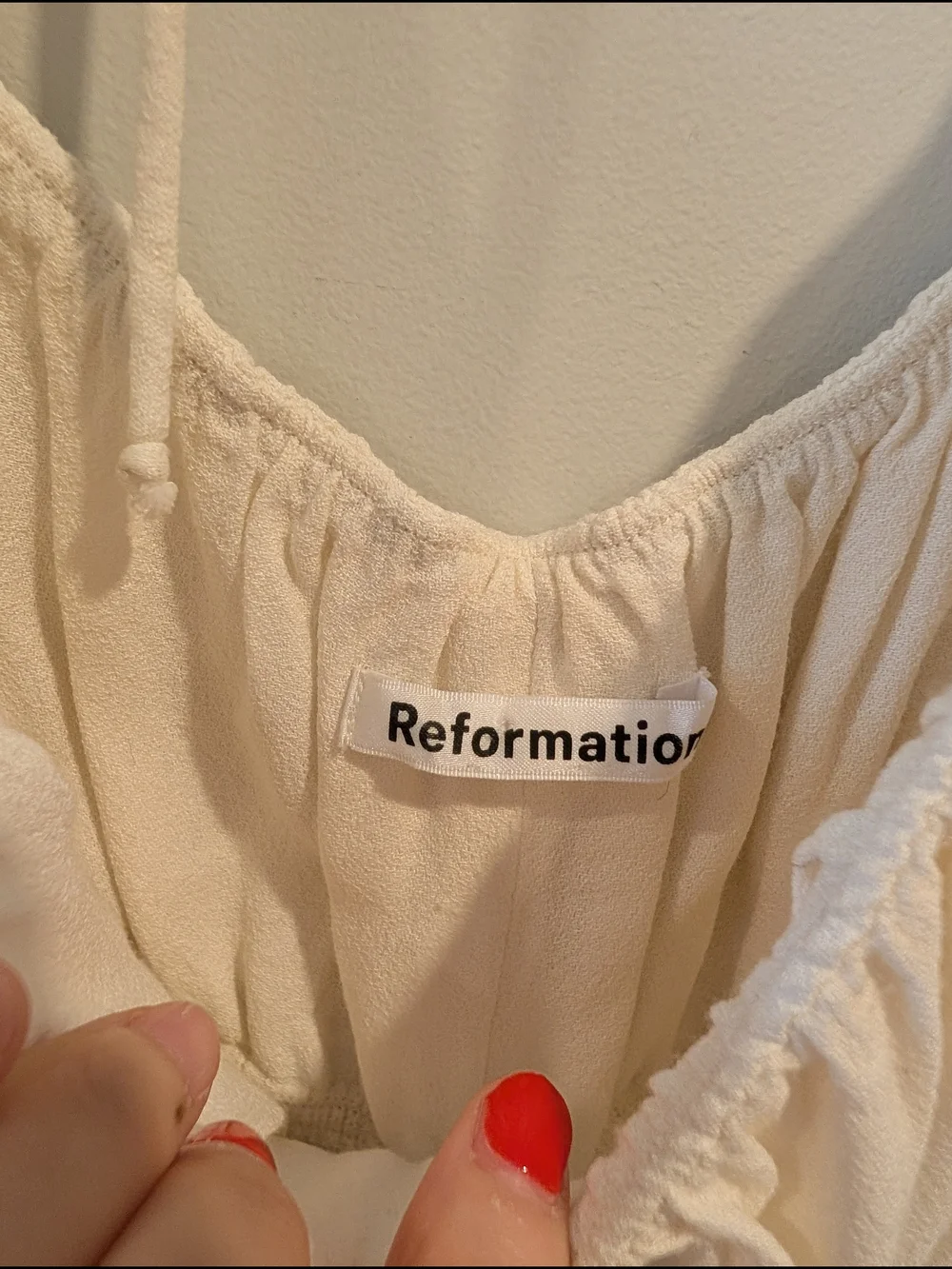 Reformation Women Ivory Gathered Peplum Blouse Puff Sleeves Cottagecore Sz M